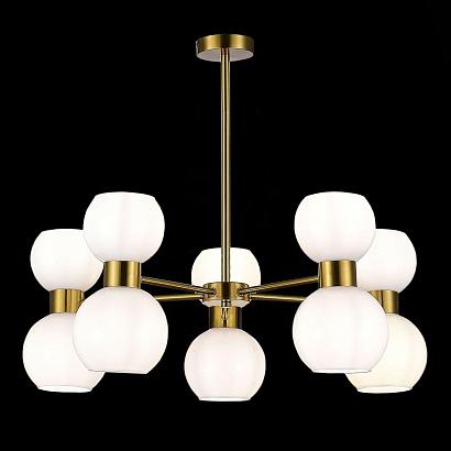 купить SLE1138-302-10 Люстра потолочная Латунь/Белый E27 10*60W в Алматы, svet.kz, доставка по Казахстану 