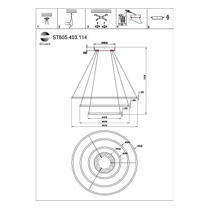 люстры st605.403.114 cветильник подвесной  smart st-luce черный/белый led 1*114w 2800-6500k, доставка по Казахстану 