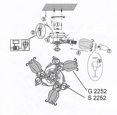 люстры потолочная люстра odeon light country ameli 2252/3c, доставка по Казахстану 