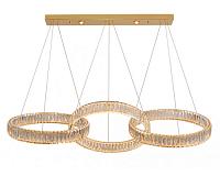 newport 8240 8243/s gold new , подвесной светильник, gold сlear crystal l130*50*h250 cm d50*3 rings led strip 120w 3000k 12000lm, spotlight 2*3w, доставка по Казахстану 