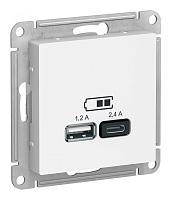 Розетка USB AtlasDesign А+С 5В/2.4А 2х5В/1.2А механизм лотос SE ATN001339 