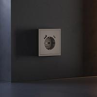 Накладка для розетки с заземлением и защитными шторками, с USB A+C, S70 (капучино) 