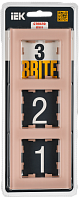 BRITE Рамка 3-мест. РУ-3-2-БрП стекло персиковый матовый IEK 