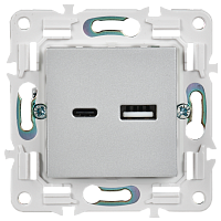 SKANDY Роз. USB A+C 3,1А SK-R14S сереб. IEK 