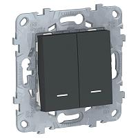 Переключатель двухклавишный с подсветкой Schneider Electric Unica New NU521354N 