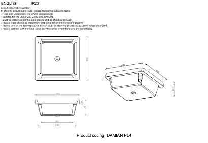 люстры светильник потолочный crystal lux damian pl4 gold crystal lux 0460/204, доставка по Казахстану 