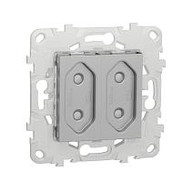 Розетка двойная Schneider Electric Unica New б/з со шторками NU503130 
