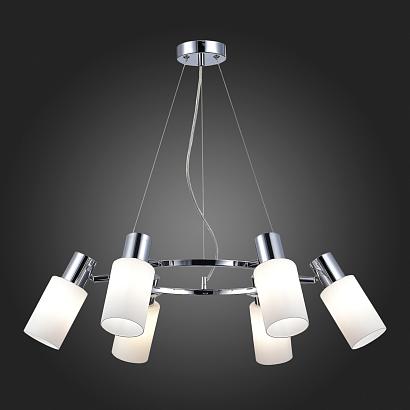 люстры sle1139-103-06 люстра подвесная хром/белый e14 6*60w, доставка по Казахстану 