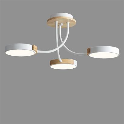 люстры 5654/54cl ledio ln23 белый, дерево светильник потолочный led 54w 3066лм 3000-6000к 220v arley, доставка по Казахстану 