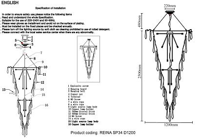 подвесной светильник crystal lux reina 3580/334, доставка по Казахстану 