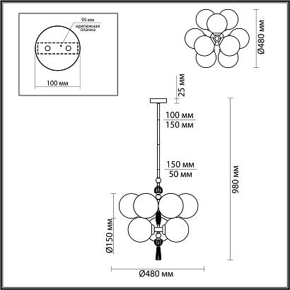 5405/9 modern odl_ex23 35 золотой/серый/зеленый/белый матовый металл/керамика/стекло люстра e14 9*40w palle, доставка по Казахстану 
