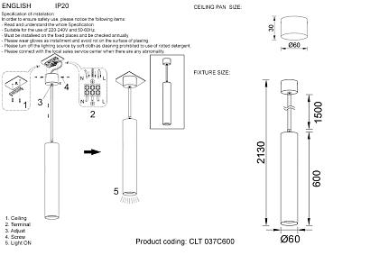 светильник подвесной crystal lux clt 037c600 bl-go crystal lux 1400/201, доставка по Казахстану 