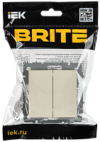 BRITE Выключатель 2-клавишный перекрестный 10А ВС10-2-3-БрКр бежевый. IEK 