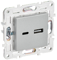 SKANDY Роз. USB A+C 3,1А SK-R14S сереб. IEK 