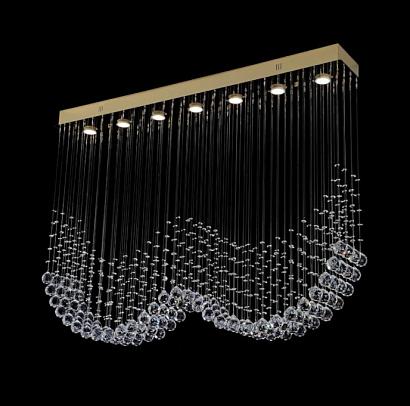 newport 8400 8407/pl gold , потолочный светильник, gold clear crystal l120*w20*h90 cm gu10 7*50w, доставка по Казахстану 