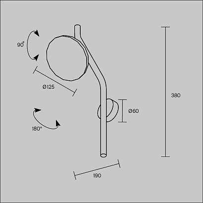 С 1 плафоном на стену Настенный светильник (бра) Maytoni MOD451WL-L8B3K VITA, доставка по Казахстану 