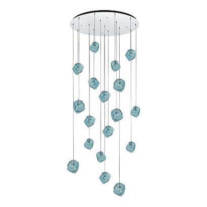 люстры sl1175.113.18 светильник подвесной st-luce хром/светло-голубой e14 18*40w portici, доставка по Казахстану 