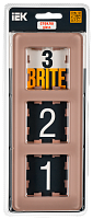 BRITE Рамка 3-мест. РУ-3-2-Бр стекло дым. RE IEK 