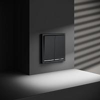 Проходной переключатель встраиваемый VOLTUM S70 двухклавишный с подсветкой 10А, (графит) VLS020407 