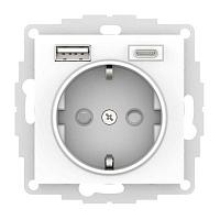 ATLASDESIGN РОЗЕТКА 16А с 2 USB A+C, 5В/2,4А/3,0А, 2х5В/1,5А, механизм, БЕЛЫЙ 