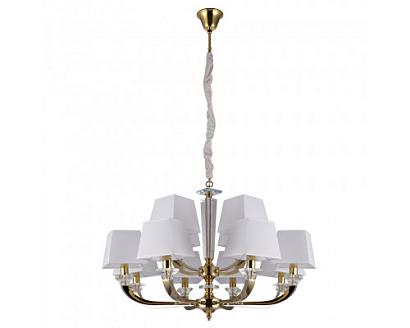 люстры newport 11400 11408+4/c gold , люстра, gold clear crystal shade white d84*h60/150 cm e14 12*60w, доставка по Казахстану 