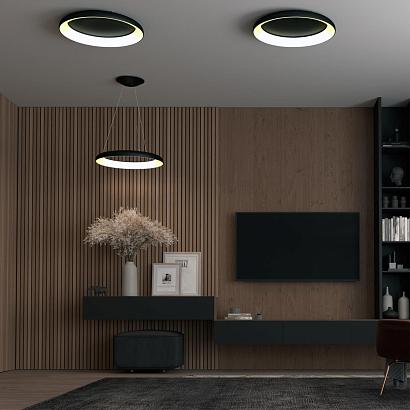 люстры 359025 over nt23 000 черный светильник накладной диммируемый, в комплекте пульт ду (2.4g) ip20 led 3000к~6000к 60w 85-265v fold, доставка по Казахстану 