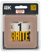 BRITE Рамка 1-мест. РУ-1-2-Бр стекло дым. RE IEK 