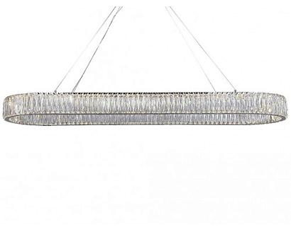 newport 8240 8240/140 oval  , подвесной светильник, chrome сlear crystal l140*w40*h10/250 cm  led stip 3100k 64w 7040lm, доставка по Казахстану 